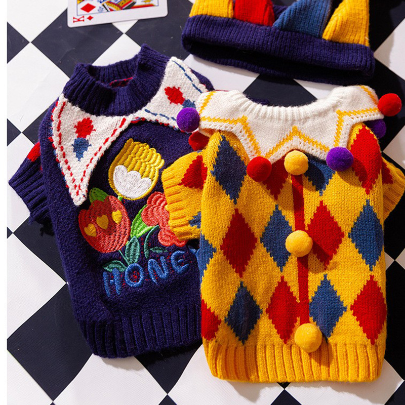 Autumn and winter warm cat sweater into cat kitten knitted wool teddy bear puppy fur ball pet clothes Autumn and winter warm cat sweater into cat kitten knitted wool teddy bear puppy fur ball pet clothes