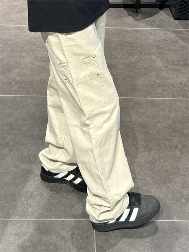 Overalls men's spring and autumn high street American casual pants summer 07qwer multi-pocket loose thin long pants