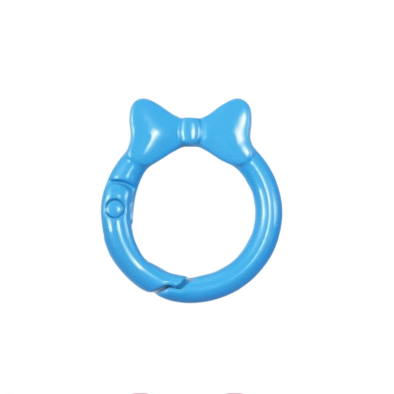 蝶結びカラースプリングバックル蝶ネクタイリング明るいスプリングリングキーホルダーDIY部品合金接続リング