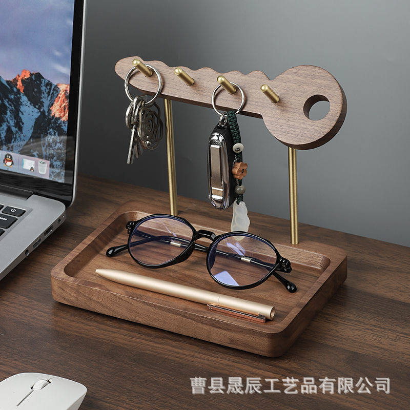 Organizador de Llaves para Entrada, Caja de Almacenamiento para Artículos Diversos de Escritorio, Exhibidor de Joyería de Madera Maciza