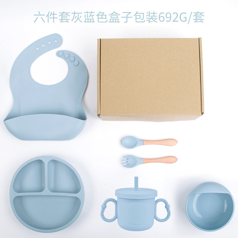 Placa de almuerzo de ventosa resistente a caídas de silicona de grado alimenticio Dumo Baby Juego de tazón Placa de almuerzo de silicona