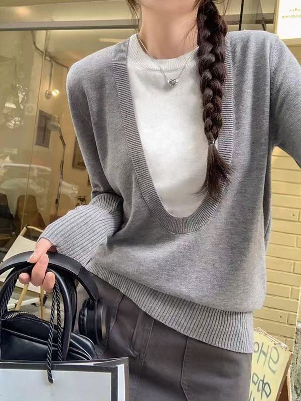 美式设计感条纹拼接假两件T恤女秋季新款显瘦百搭休闲打底衫上衣|undefined