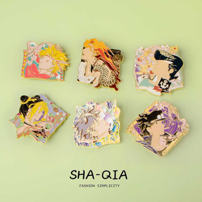 Japanese Anime Jojo's Bizarre Adventure Metal Badge Jotaro Kujo Xuerun Fan Peripheral Imitation Enamel Brooch Decoration Japanese Anime Jojo's Bizarre Adventure Metal Badge Jotaro Kujo Xuerun Fan Peripheral Imitation Enamel Brooch Decoration