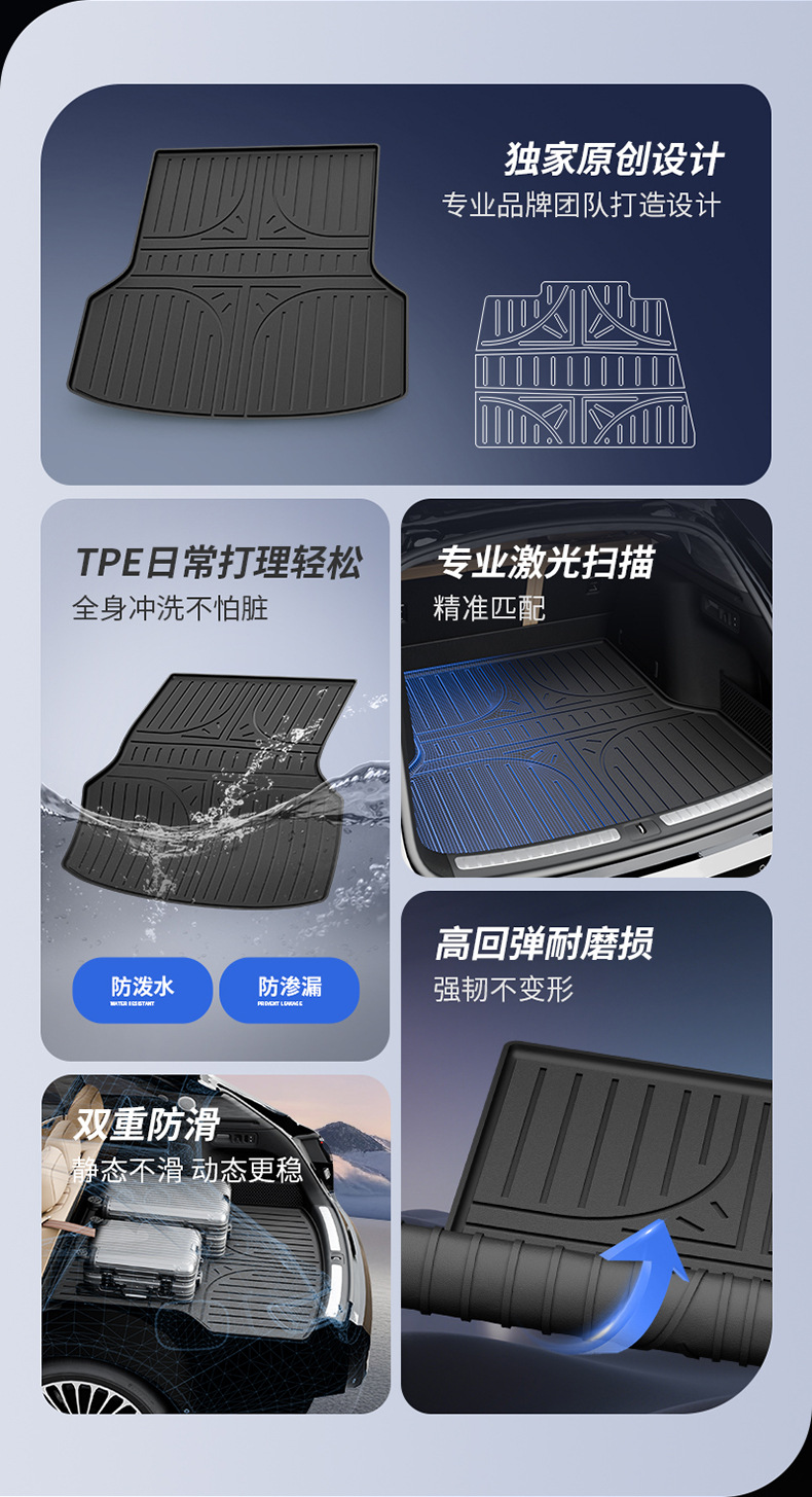Suitable for the Xiangjie S9T Special Vehicle, All-Weather Tpe Car Trunk Mat, Car Accessories Trunk Mat