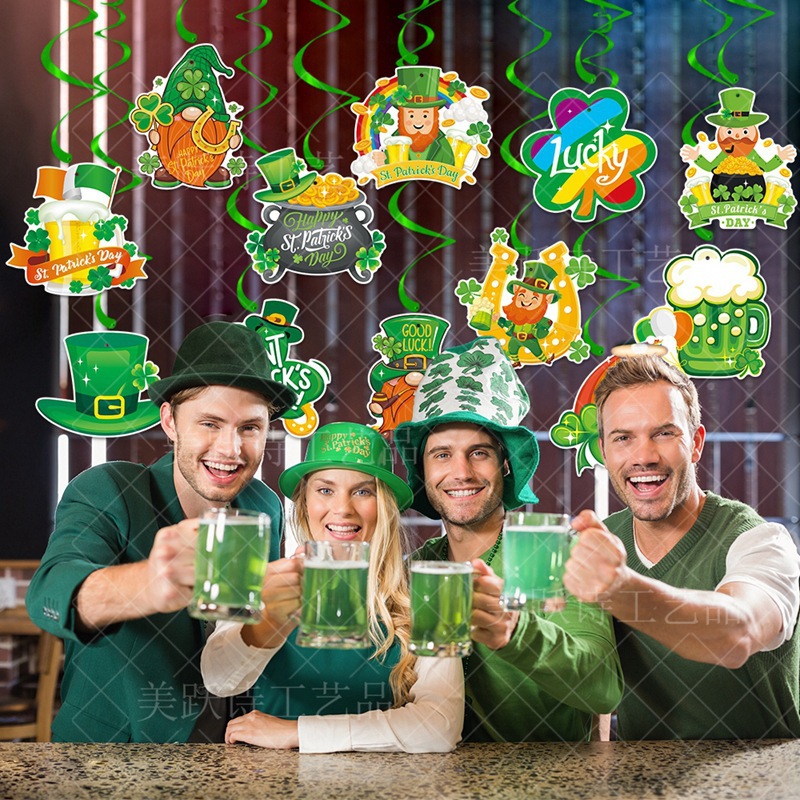 Día de San Patricio transfronterizo decoración espiral de decoración de fiesta de vacaciones irlandés enano adorno colgante