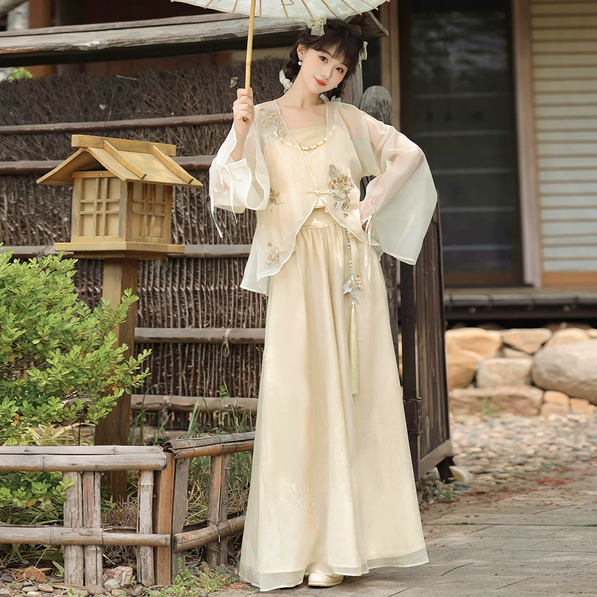 倚梦阁 Genuine Hanfu, брюки, набор, китайский стиль, ремешок бюстгальтер