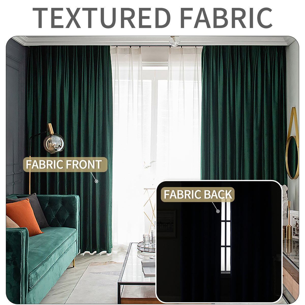 Cortinas Opacas de Terciopelo Italiano de Color Sólido para Amazon, Cortinas de Protección Solar de Alta Gama para Sala de Estar y Dormitorio, Fabricante Mayorista