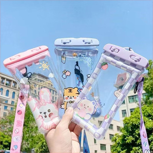 Sealing Card Film Cartoon Airbag Waterproof Mobile Phone Bag Hanging Neck Takeaway Touch Screen Diving Special Sealed Anti-Lost Mobile Phone Case
