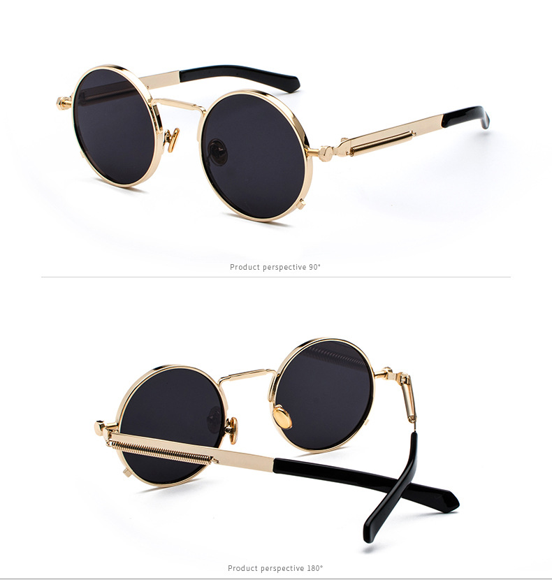 35g Weight Full Frame Glasses Structure Sunglasses Classification Ac, UV400 Protection Lens Material Round Frame Glasses Style Party, Street Occasion Solid Color Pattern All Seasons Season Men's Gender Punk, Streetwear Style Punk Streetwear Solid Color Ac UV400 Protection Round Frame Full Frame Women's Sunglasses 3