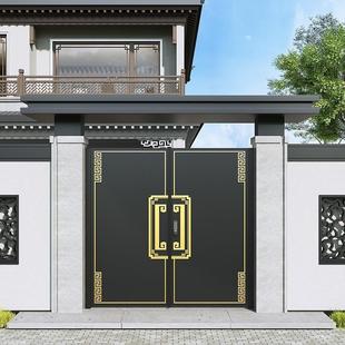 Aluminum Alloy Carved Courtyard Door Garden Entrance Door Villa Yard Door Simple Gate Aluminum Art Electric Double Door