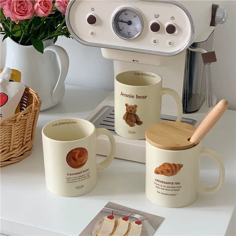 生日快乐杯子马克杯带盖带勺子陶瓷杯咖啡杯情侣水杯生日女生