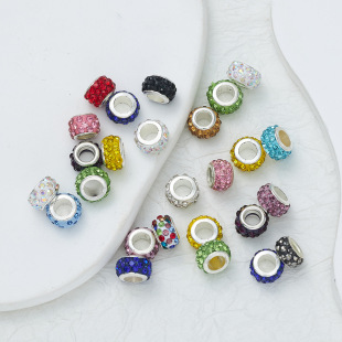 Colorful soft pottery large hole beads chicken eyeball diamond beads DIY handmade beaded homemade braided rope bracelet necklace material