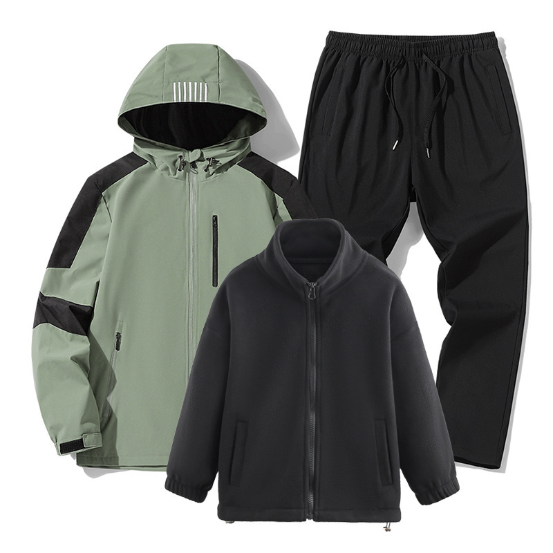 親子用ジャケット 3-in-1 フリースインナー付き 登山服 防風防水 学校活動用 子供服 ジャケット カスタムメイド|undefined