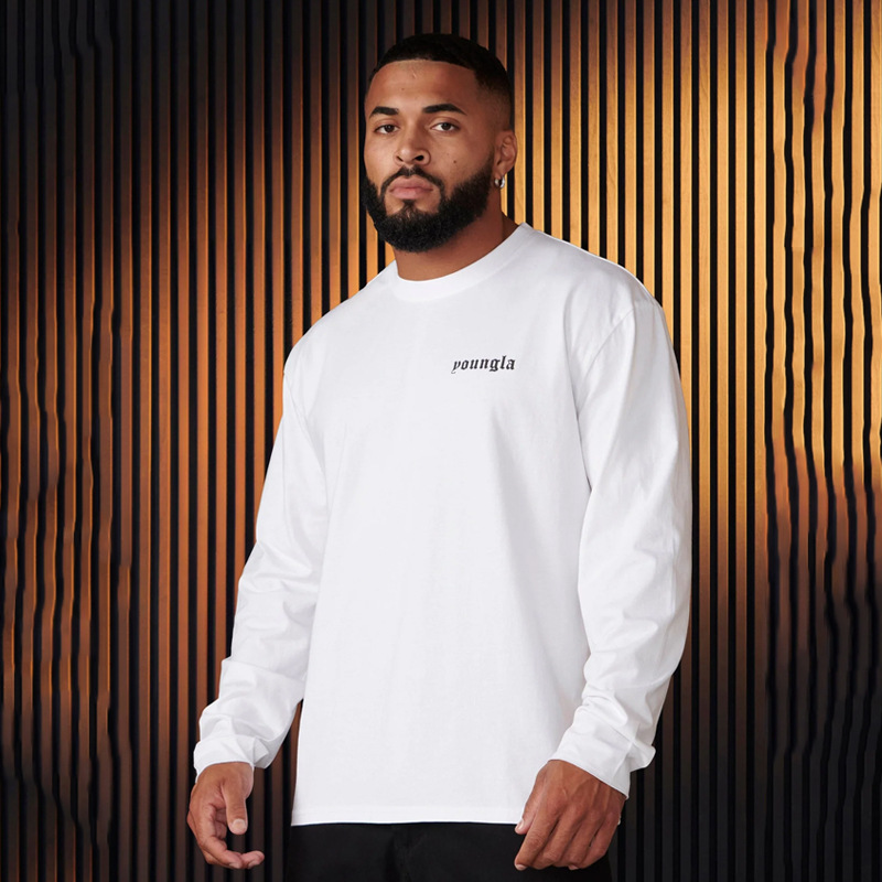 Youngla American Men's Long-Sleeved T-Shirt Autum New Bodybuilding Sports Fitness Cotton Round Neck Loose Bottoming Shirt