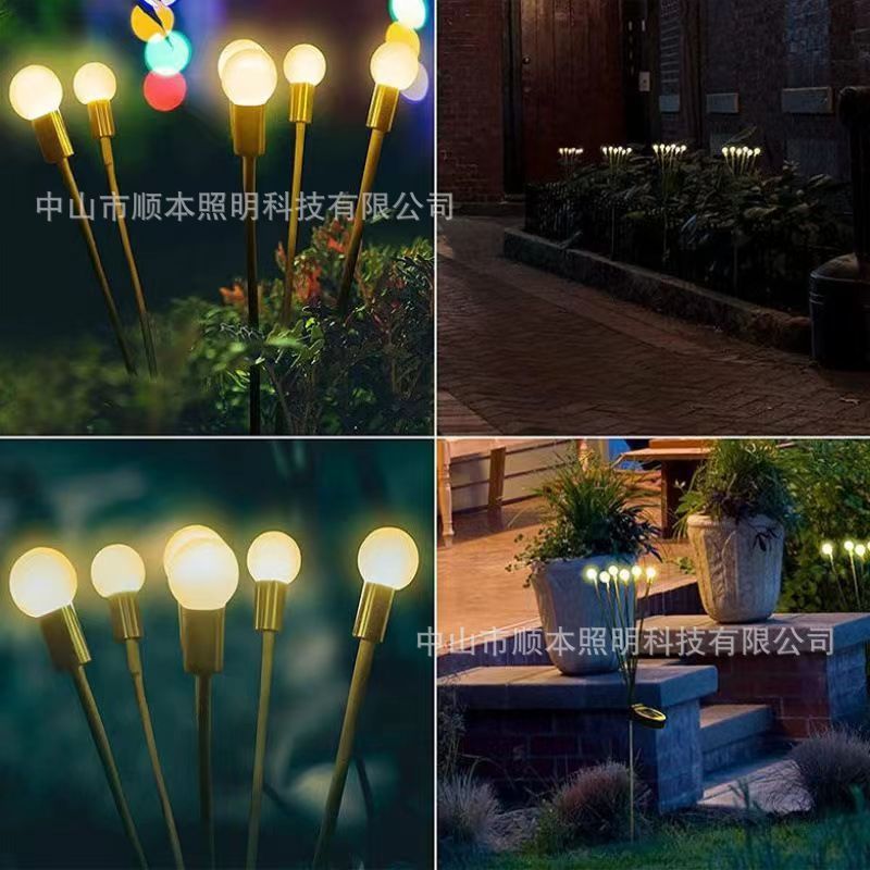 New LED Solar Firefly Courtyard Lamp Outdoor Waterproof Lawn Lamp Garden Atmosphere Decoration Landscape Plug