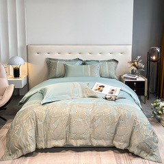 歐式輕奢60支澳棉磨毛四件套金絲提花床單被套床笠高級感床上用品