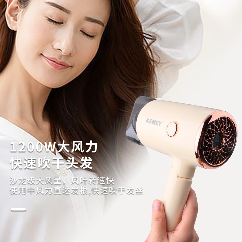 Secador de Pelo Plegable Portátil KM-6838 de ABS Plegable, Cuidado del cabello a temperatura constante para Hogar y Viajes