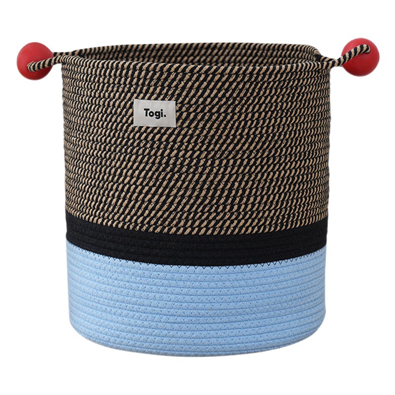 Cesta de almacenamiento linda de gran capacidad entrega de una sola pieza Cubo de almacenamiento de juguetes para niños sala de estar cesta tejida de cuerda de algodón decorativa