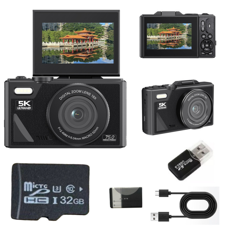 クロスボーダー英語版4k hd 6400万レトロIデジタルhdスクリーン18倍ズーム手ぶれ補正美顔カメラw 1|undefined