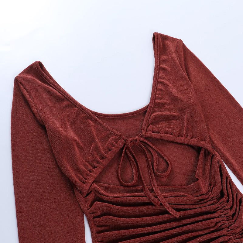wholesale clothing Nihaostyles long-sleeved hollow drawstring dress  NSYLF65903