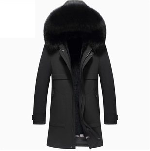 Haining Fur Pike Men's Mink Leather Liner Mink Fur One-piece Men's Mid-length Winter Thickened Coat Trendy Brand