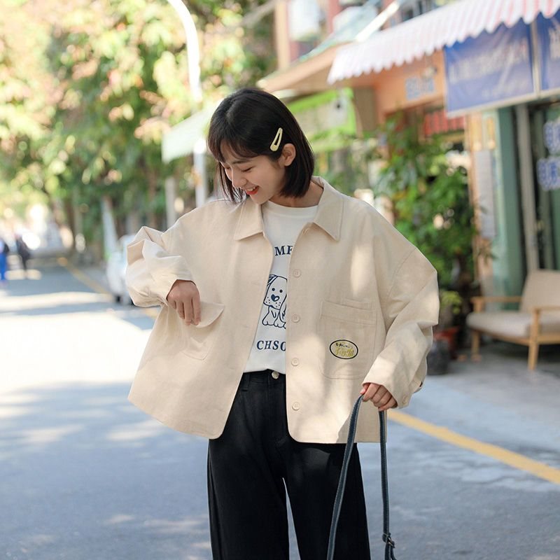 Women's short workwear jacket, 2026 spring new style, Japanese thin jacket, versatile and sweet casual top for students Women's short workwear jacket, 2026 spring new style, Japanese thin jacket, versatile and sweet casual top for students