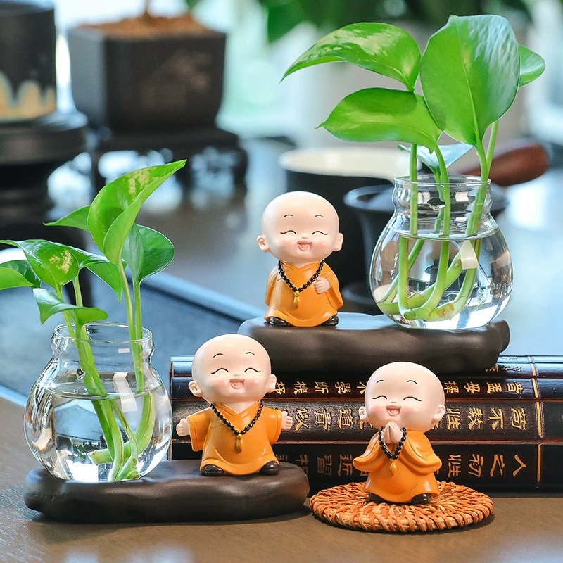 Дзен маленький монах Зеленая гидропонная ваза