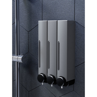 Nail-Free Punch-Free Hotel Bathroom Soap Dispenser Wall-Mounted Kitchen Soap Dispenser Manual Shampoo Shower Gel Double-Head Bottle