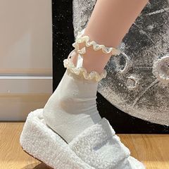 Little Red Book's same style black lace socks for girls, bow mid-calf socks, thin style, small leather shoes, ik socks, Lolita