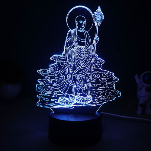 2024 New Black Technology Creative 3D Night Light Buddha Statue Activity Gift Lamp Manufacturer Desktop Ornaments