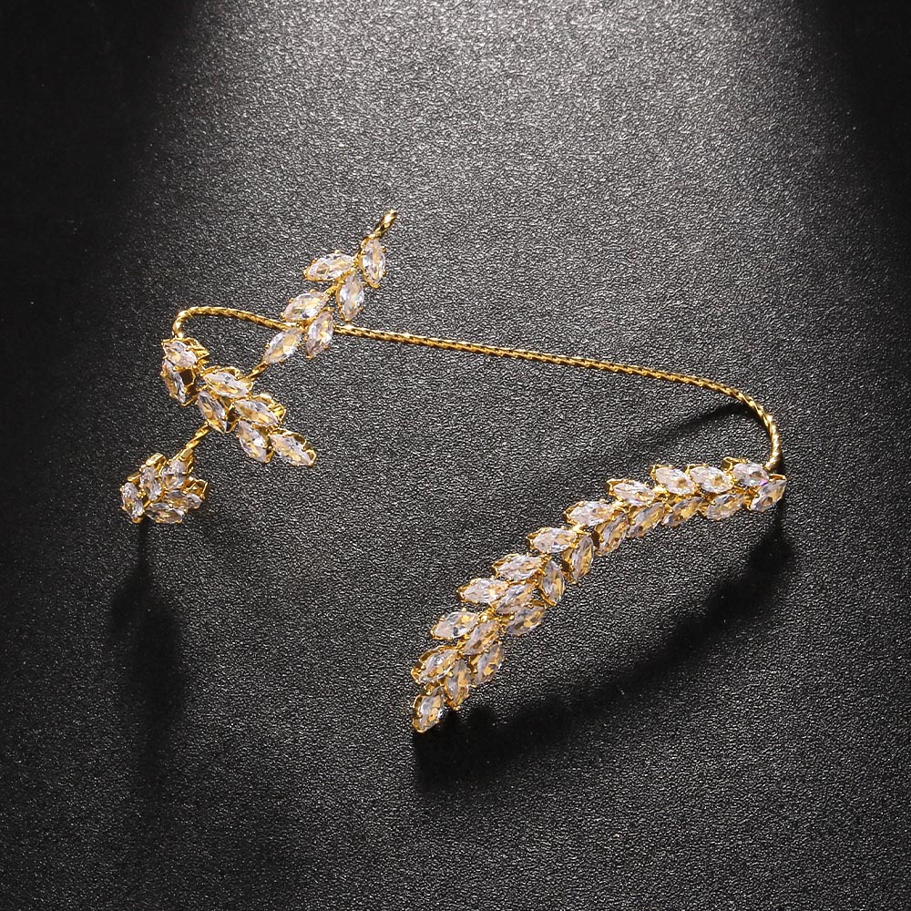 Nueva venta en caliente pulsera de zircón de hoja personalidad abertura ajustable temperamento accesorios pulsera mujer