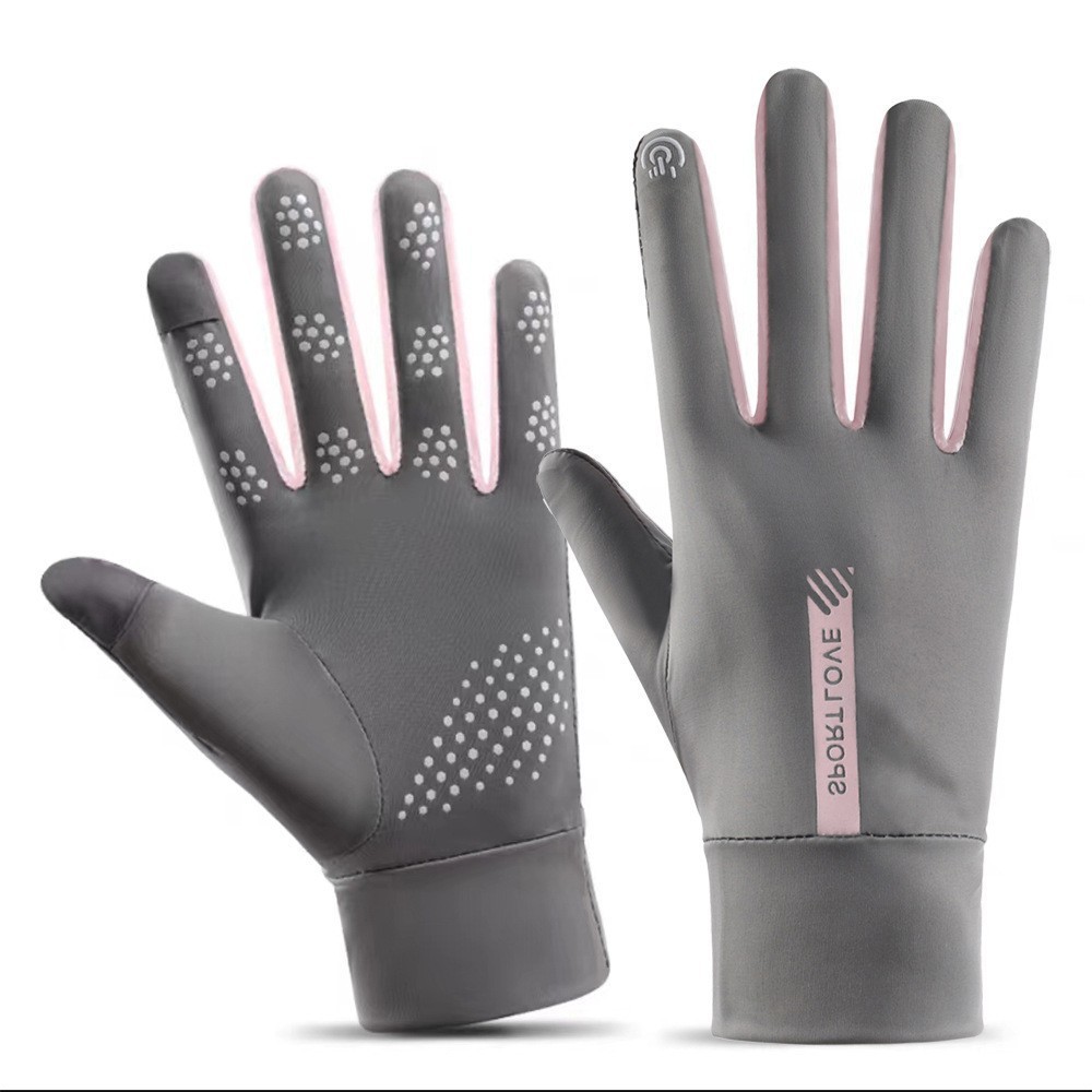 Guantes de protección solar de seda de hielo transpirables para mujer, modelos finos de alta elasticidad, conducción, antideslizante, antiultravioleta, ciclismo de verano, pantalla táctil de dedos