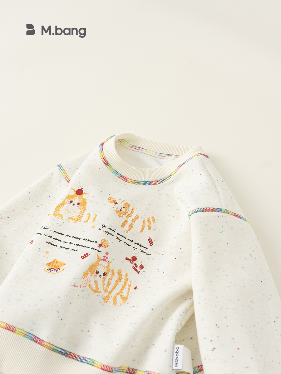 Youbao ropa para niños primavera nuevos productos tops niños pequeños y medianos impresión de dibujos animados manga larga niñas cuello redondo suéter casual