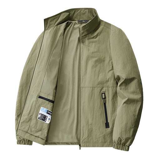 Spring Stand-Neck Jacket—Men's Loose Casual Men's Windbreaker, Thin Outerwear for Spring Outdoor Sports, Trendy