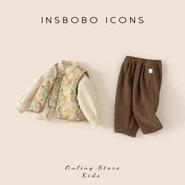 汉服【三件套】男童周岁礼服男宝2025儿童新中式加绒唐装秋冬款