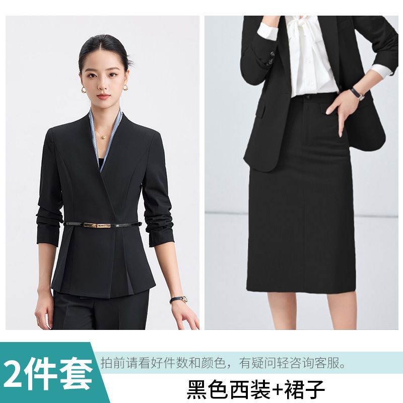 灰色西装套装女秋季职业气质酒店前台工装珠宝店售楼部工作服高端|undefined