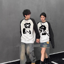 情侣装卫衣秋冬季加绒美式插肩袖oversize小众高级感纯棉男女套装