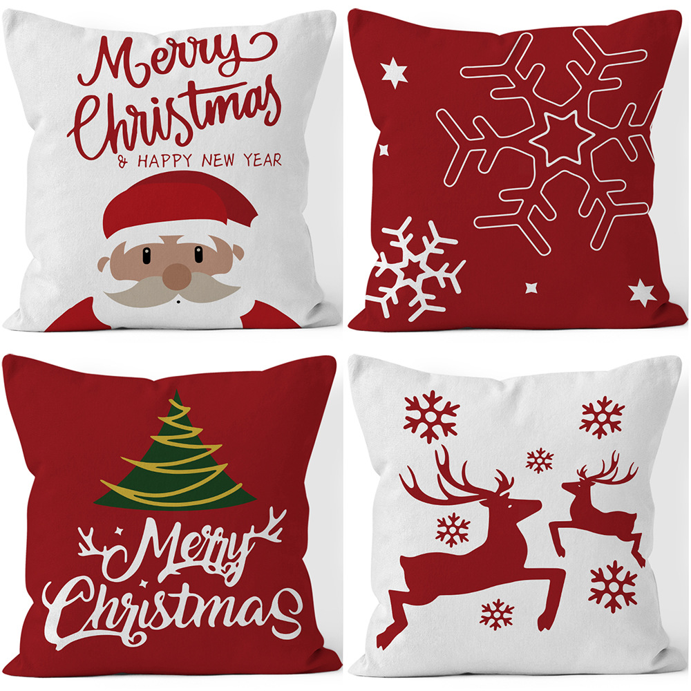Fashion Christmas Tree Santa Claus Elk Short Plush Pillow Cases display picture 1
