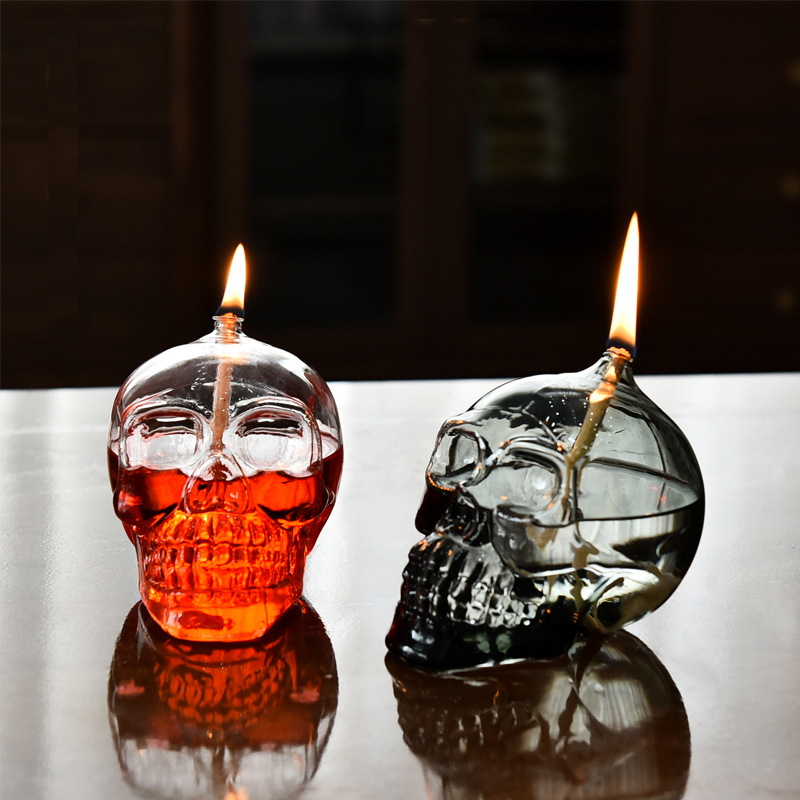 Cráneo creativo de hueso de cristal candelabro decoración nórdico romántico simple moderno hogar escritorio lámpara de mantequilla libre de humo