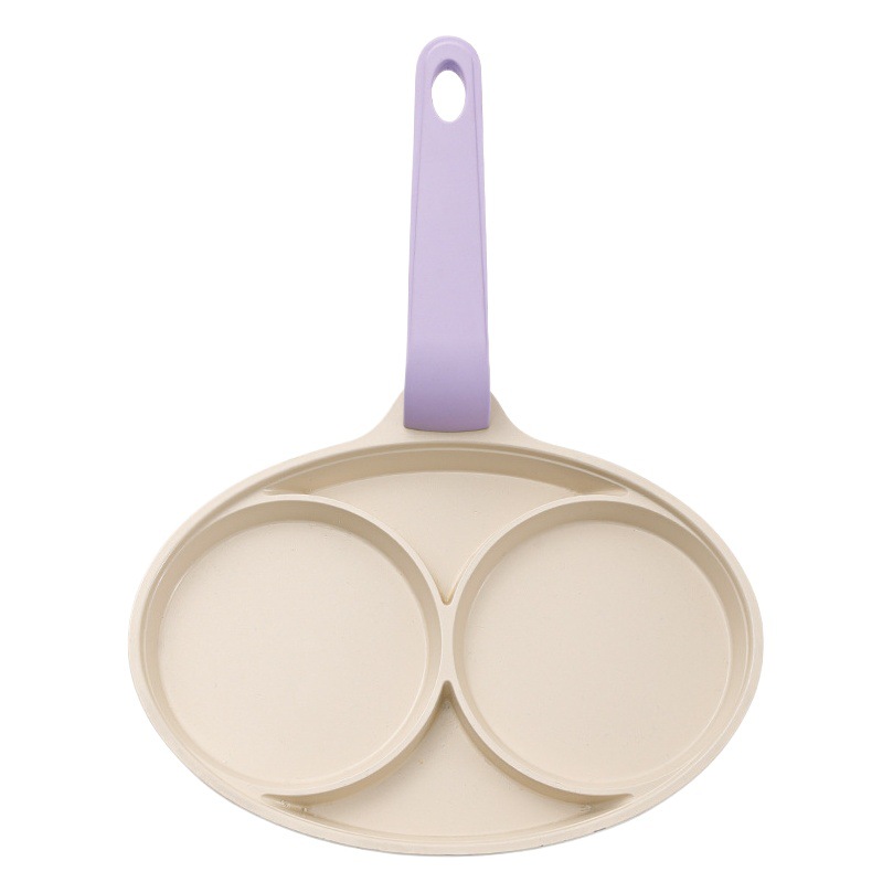 Máquina de freír huevos coreano mini doble agujero hogar desayuno olla maifan piedra gruesa blanca antiadherente hamburguesa plana huevo sartén