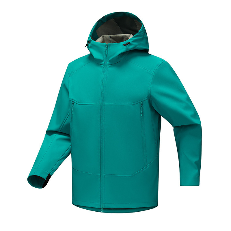 New Mountain-Style Outdoor Spring and Autumn Couple's Model with Three-Dimensional Tailoring, Windproof and Waterproof Hooded Softshell Jacket, Mountaineering Jacket