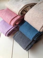 Autumn/Winter New 1200D Cotton Leggings Socks, Blue-Pink-Lavender Cotton Ribbed Vertical Lining Crew Socks