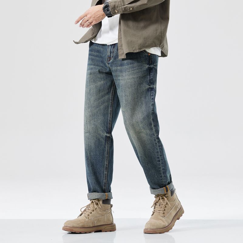 Heavy Vintage Daddy Jeans Men's Trendy American Style Washed Old Street All-match Trouser Loose Trousers