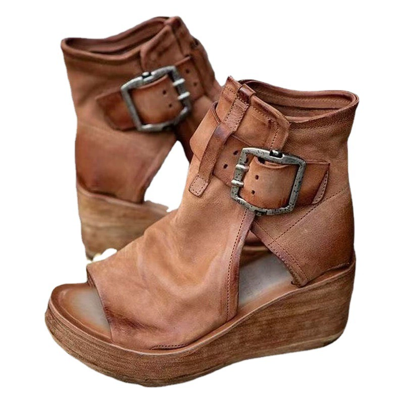 Римские туфли, женская летняя модная женская обувь на высоком каблуке, новинка 2021, сандалии на танкетке с высоким каблуком и толстой подошвой, сандалии на высоком каблуке с рыбьим носком