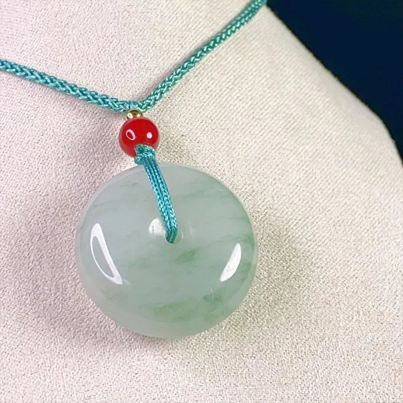 Natural Xinjiang Tianshan Jadeite Peace Pendant with Gold Threaded Green Jade, Flowery Stone Peace Ring Pendant Wholesale