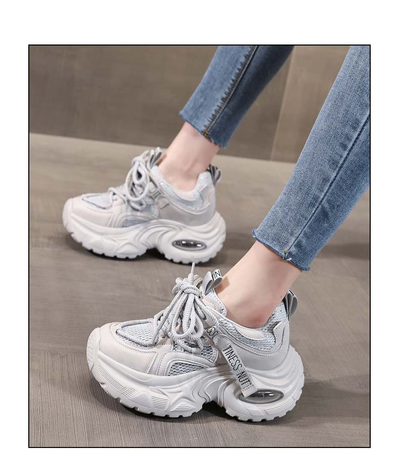 Giày sneaker nữ đế dày độn cao thoáng khí mặt lưới HS9866-5 — Màu trắng be chi tiết 18