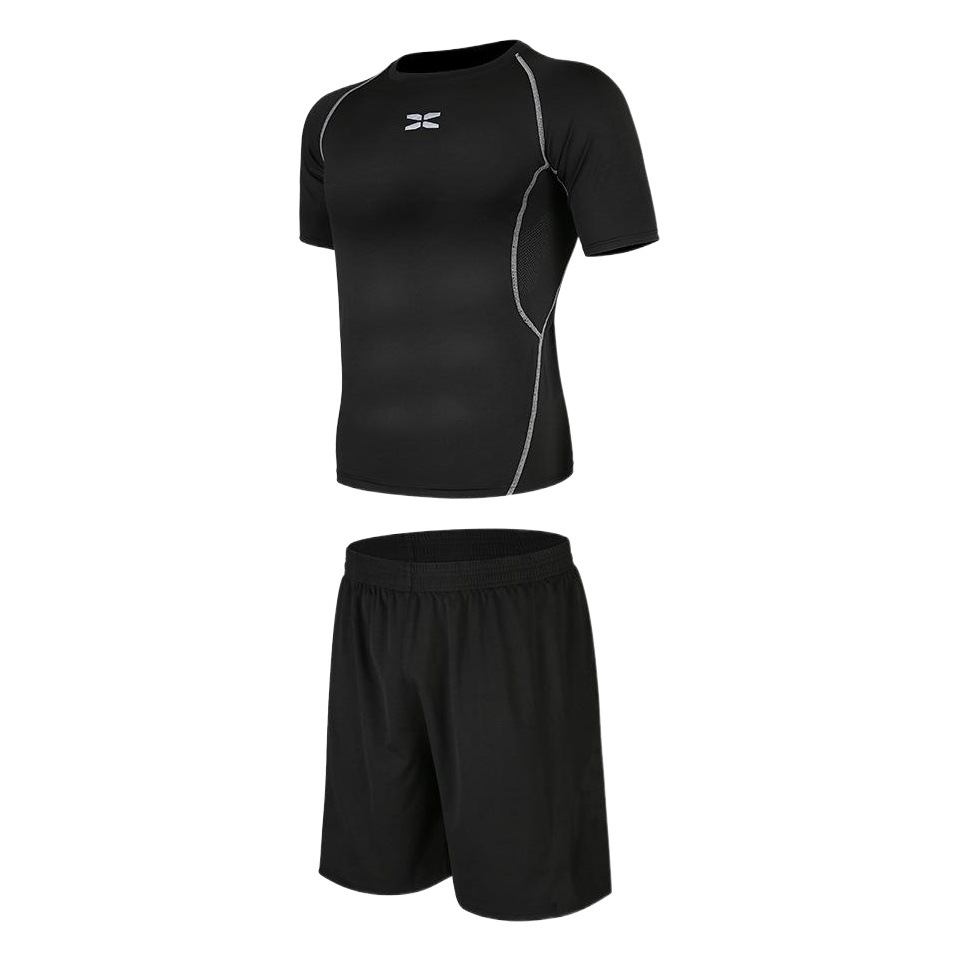 Traje deportivo de gimnasio para hombre, mallas de verano, traje de entrenamiento, pantalones cortos de baloncesto de manga corta, traje para correr, traje de dos piezas