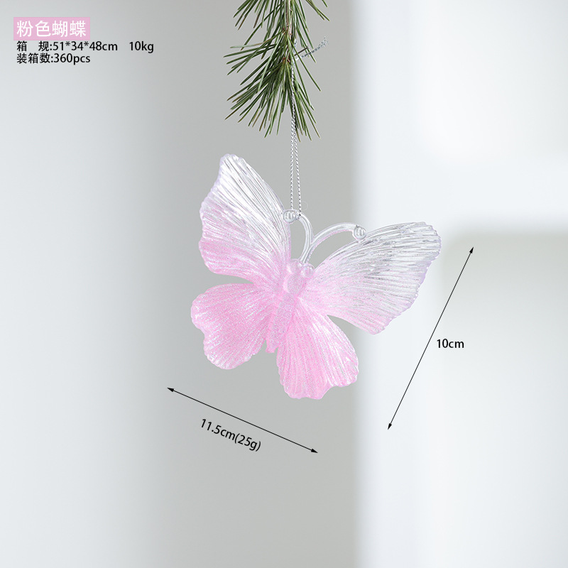 Buscando madera transfronteriza nuevo árbol de Navidad navideño polvo acrílico decoración decoración colgante transparente rosa