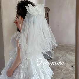 缇娜米苏爆款女童2024夏季新款百搭网纱发夹头饰女童婚纱头纱