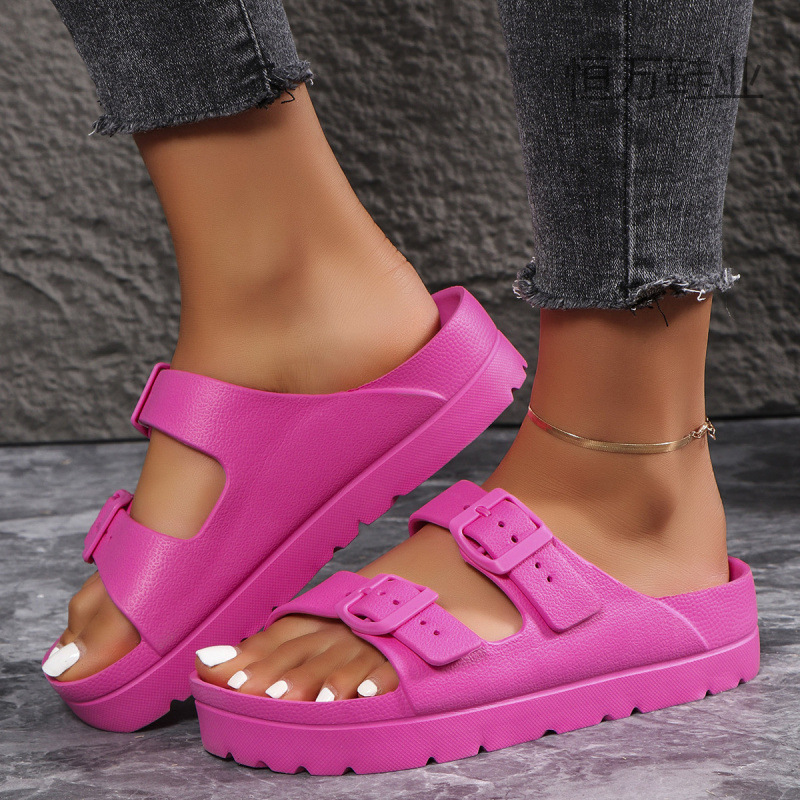 Fujian big manufacturers 2025 new thick-soled slippers foreign trade sandals summer women's outdoor indoor excrement sandals